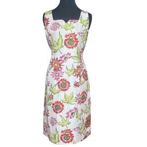 Grace Elements white pink floral sweetheart sleeveless silk dress SIZE 6